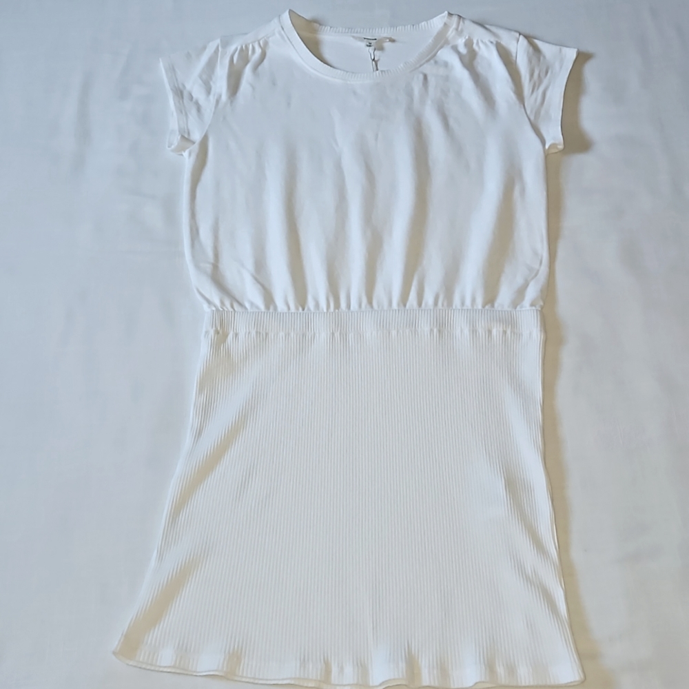 Splendid white knit cotton short seleeves blouson mini dress size medium - Picture 9 of 16